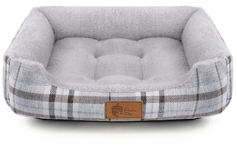 AcornPets® B-1044 Grid Style Grey Large Dog Bed Cat Pet Pillow Fleece 110 x 90 CM For Large Dogs