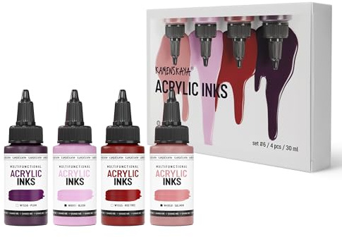 KAMENSKAYA Acrylic Inks for Artists - Acrylic Ink Set, Color Combination #6-4 pcs. 1 Fl Oz (30 ml) Each