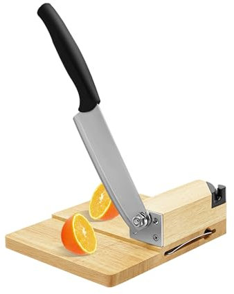 Mudshape Trancheuse manuelle Biltong - Coupe-pain - Couteau à légumes - Coupe-fruits - Planche à découper en chêne - Lame en acier inoxydable