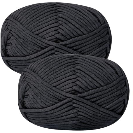 Renyiz Chunky Yarn for Crochet, 2x50g Soft Thick Wool for Beginners and Amigurumi Projects Easy Crochet Starter Kit Black Yarn