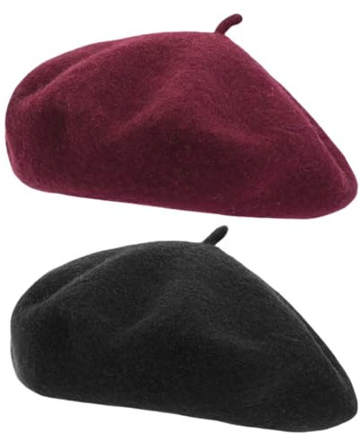 Zhenghebuy Baskenmütze 2 Stück Französischen Beret Mütze,Klassisch Plain Französischer Stil Barett, Mütze Mode Basken,Damen Beret Baskenmützen