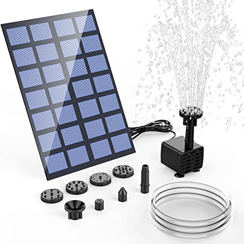 AISITIN Solar Springbrunnen für Außen 2,5W, Solarbrunnen für Draussen Upgrade Solarbrunnen mit 1,2M Wasserleitung Solar Teichpumpe mit 6 Fontänenstile Solarpumpe für Garten,Vogelbad,DIY Wasserspiel