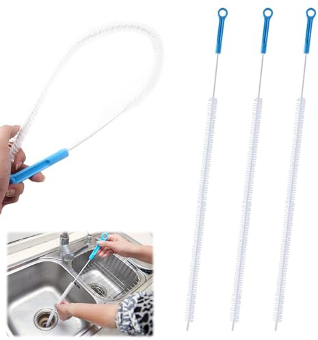 3 Pezzi Spazzole per la Pulizia del Lavandino, 71cm Spazzola Flessibile per la Pulizia Degli Scarichi, Spazzola di Scarico Flessibile con Spirale, per Lavello Tubature Dell’acqua, Cucina, Bagno