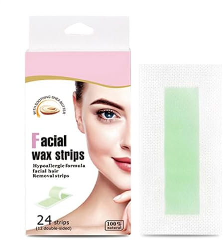 Gesichtswachsstreifen – Wachspapier aus Vlies, sanft & effektiv | Haarentfernungsstreifen für Oberlippe, Augenbrauen, & Wangen | Einfach anzuwendendes Kaltwachs für präzise & schnelle