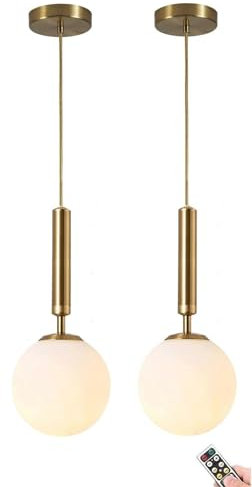 Lampada a sospensione ricaricabile programmabile alimentata a batteria Lampadina regolabile Lampada da soffitto a globo senza fili per cucina Isola Tavolo da pranzo Soggiorno Decor