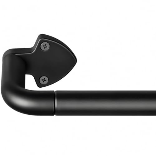 DEFYNEE Blackout Curtain Poles 91–218cm, 19mm Extendable Curtain Rod, Black | Room Darkening Heavy-duty Curtain Rail Indoor/Outdoor, 12kg Load, Wall/Ceiling Mount for Living Room, Bedroom, Kitchen, Patio