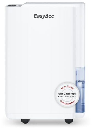 EasyAcc ® 18L/Day Compressor Dehumidifier - Energy Efficient [LIFETIME SERVICE] with Dry Laundry Mode, Humidity Sensor& Timer for Mould, Damp & Moisture - for Conservatory, Home,Bedroom Bad 2025 New