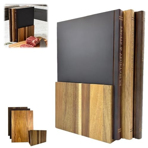 Cutting Board That Looks like Books, Cutting Boards for Kitchen, Chopping Board Set of 3 with Stand, Tray for Cheese, Bread, Vegetables, Decorative Cookbook Style Serving for Parties & Home