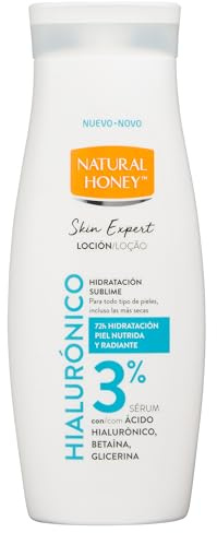 Natural Honey, Skin Expert Loción Corporal con Ácido Hialurónico para Pieles Secas, Piel Nutrida y Radiante con 3% de Sérum Activo, 72H de Hidratación Profunda, Textura Ligera, Rápida Absorción
