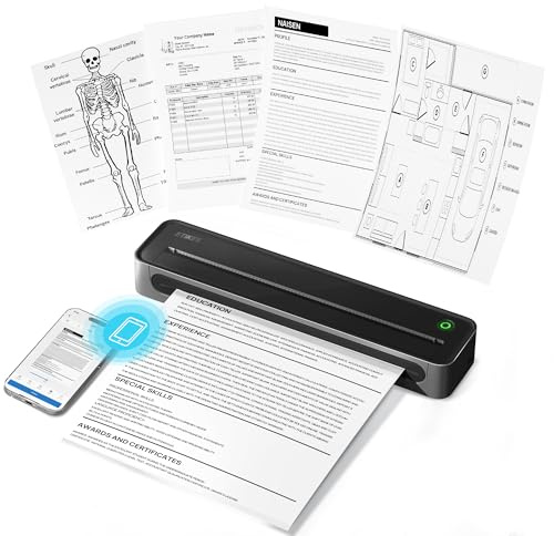 ETIKEZ D90E Stampante Portatile A4 Senza Inchiostro, Stampante Termica Bluetooth per Documenti ed Etichette, Compatibile iOS Android Windows Mac, Kit 20 Fogli – Nero