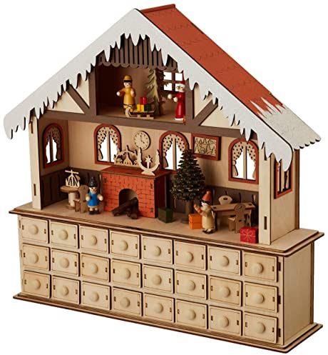 Small Foot Adventskalender I Trä Med Belysning, Modern Juldekoration, 10546