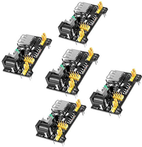 Hailege 5pcs 3.3V 5V Power Supply Module for MB102 102 Prototype Breadboard DC 6.5-12V or USB Power Supply Module
