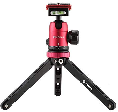 Moman BHTR01 Mini Trípode de Mesa con Cabezal esférico, Cabezal de trípode de 360 ​​°, Montaje con Tornillo de 1/4 y 3/8, Carga Máxima 10kg para cámara Canon Sony Nikon Panasonic DSLR, Smarphone