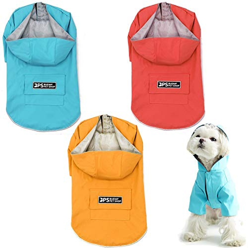 BPS Vestes imperméables pour animaux de compagnie avec capuche et poche pour chiens de petite, moyenne et grande taille en 100% polyester (S, Rouge) BPS-9700RJ