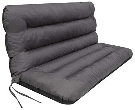 PillowPrim Cojín para columpio de Hollywood, Cojín para Banco de Jardín, Cojín para Exterior, Cojín de Asiento y Respaldo, Cojín de Jardín, Ancho del Asiento de 150 cm, Color Gris