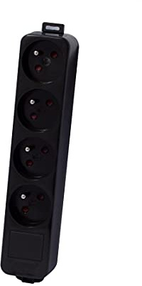 Chacon Steckdosenleiste ohne Kabel, 4 x 16 A, Schwarz