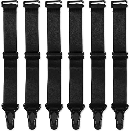 Satini regolabile Metallico Fermaglio Largo Reggicalze Cintura Lingerie Cinghie (Nero, 6 Cinghie)