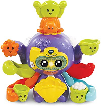 VTech - Polo, Mon Poulpe Rigolo, Jouet De Bain Enfant, Jouet Interactif pour Le Bain, Jouet dès 1 an - 1/5 Ans - Version FR Multicolore