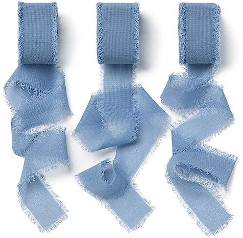 AOKSUNOVA Cinta de gasa azul 2,5 cm x 18,9 m, cinta de regalo, cinta de gasa para bodas