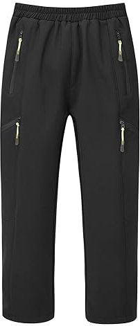 Echinodon Kinder Gefütterte Softshellhose Outdoorhose Jungen Mädchen Hose Winddicht Wasserabweisend Trekkinghose Wanderhose Schwarz XXL