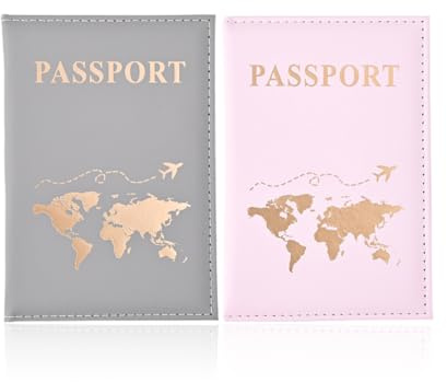 UEAVOID 2 Piezas Funda Pasaporte, Porta Pasaporte, Porta Documentos De Viaje De Piel, Aplicable A CéDulas De Identidad Y Tarjetas De CréDito