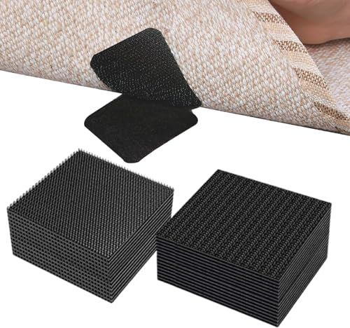 30 Pairs Rug Gripper For Carpeted Floor, Rug To Carpet Gripper, Rug Gripper, Carpet Stickers For Rugs For Laminate Floor Rug Grippers For Hardwood Floors Furniture Anti Slip Mat Grippers (5cm X 5cm)