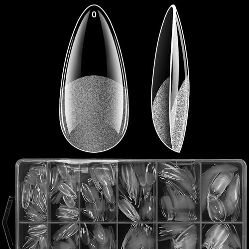 ASENTER 504 Pièces Capsule Americaine Ongle Moyen Coffin, Faux Ongles Ballerine 12 tailles Différentes, Gel x Pose Americaine Ongles Acrylique Ongles Avec Boîte Transparente Capsules Ongles Resin