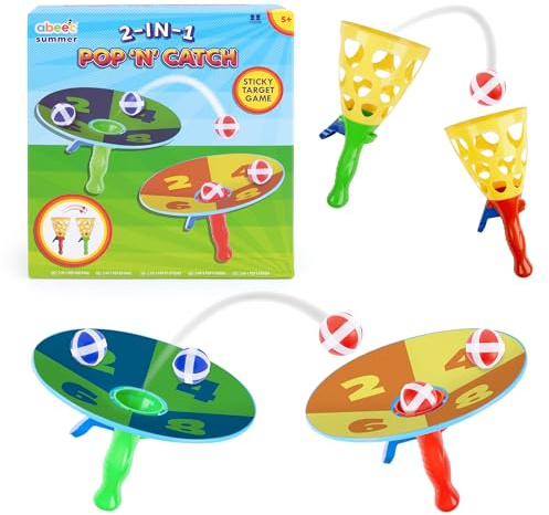 abeec 2-in-1 Pop ‘N’ Catch Game | Toss & Catch Set | Outdoor Garden Toys | Summer Sports Game for Kids | Fun Beach Toys | Gifts for Boys & Girls Age 5+