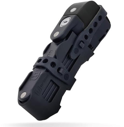 URBAN UR476B Innovador Candado Bicicleta Sin y Con Alarma 120dB Hi-Tech, Candado Bicicleta Plegable 2en1 Seguro, Soporte Más Funcional y Llevar Sin Ruidos, Antirrobo Bici Patinete Eléctrico 90cm