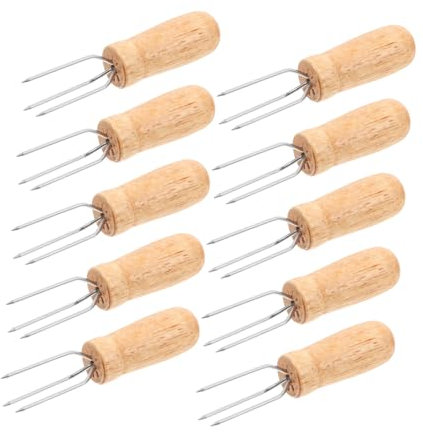 MINAOLULUS 10 Pièces Lot de Supports pour Épis De Maïs avec Poignées Fourchettes pour Barbecue Pique-Fruits Et Légumes