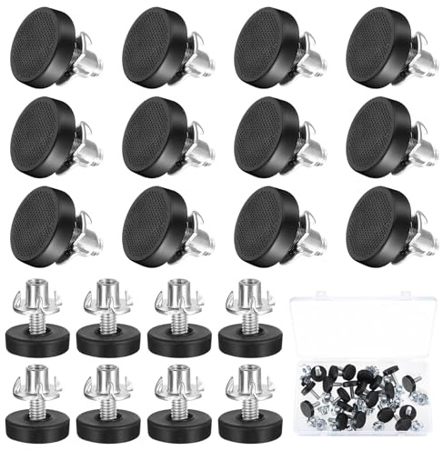ywchoshe 20 SetPiedini Regolabili per Mobili, Piedini di Livellamento M6x22mm, Piedi di Livellamento Regolabili, Piedino a Vite per Mobili Sedie, Gambe per Tavolo, Piedini per Sedie Letto + Dadi a T