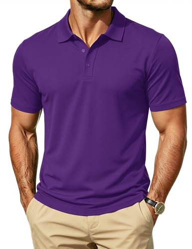 TACVASEN Polo à manches courtes pour homme, en coton, respirant, coupe régulière, pour le golf, le tennis, l'extérieur, l'été