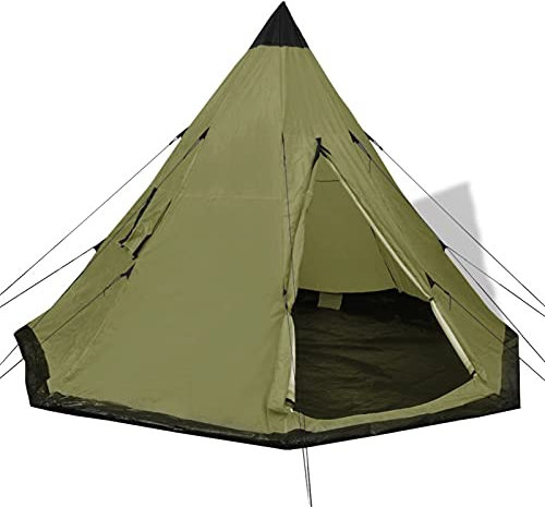 Festnight Tipi Zelt 4 Personen Wasserdicht Firstzelt Campingzelt Pyramidenzelt Firstzelt Familienzelt Trekkingzelt mit Tragetasche Outdoor Tent für Camping Trekking Wandern 365x365x250 cm
