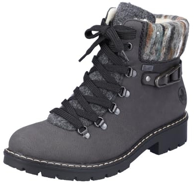Rieker Ladies Fur Lined Ankle Boots Y9131-45 - Grey Synthetic - UK Size 6 - EU Size 39 - US Size 8
