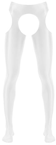 YiZYiF Collant da Uomo Ouvert Collant Lucidi con Olio con Marsupio Calze Leggings Collant in Nylon Collant Jeggings Pantaloni Calzamaglia Sportiva Bianco XL