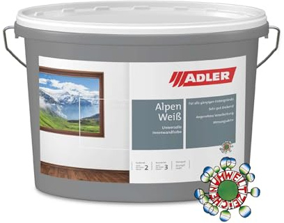 ADLER Aviva Alpen-Weiß Dispersionsfarbe für Wand- und Deckenanstrich Weiss 4,5 l