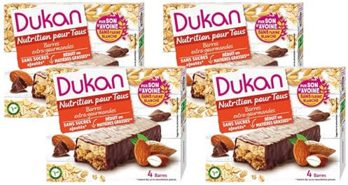 Dukan Barres de Son d'Avoine Extra-Gourmand Chocolat noir 120 g (Lot de 4)