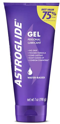 Astroglide Water Based Lube (7oz), Ultra Gentle Gel Personal Lubricant for Vaginal and Anal Sex, Stays Put with No Drip, Sex Lube, Safe for Toys