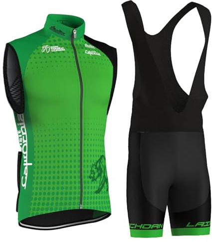 Completo Ciclismo Uomo Estivo Abbigliamento Bici MTB Tuta Ciclista Senza Maniche,Maglietta Bicicletta Gilet e Salopette Pantaloncini con 9D Gel Imbottiti,Maglia Ciclo Sleeveless Asciugatura Rapida