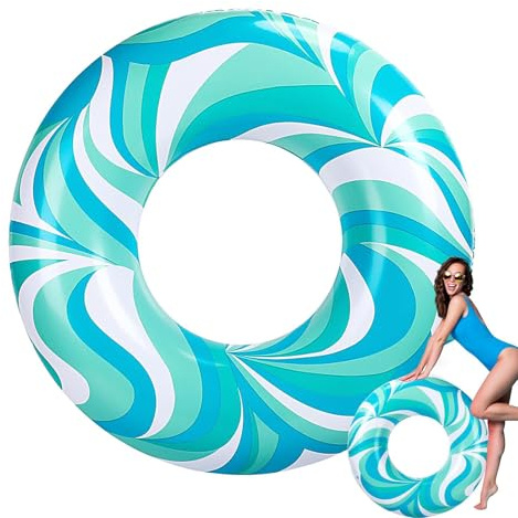Anello di nuoto gonfiabile, anello di sicurezza per piscina | Design di stampa ondulazione 'acqua galleggiante per piscina ciambelle,Anello da nuoto, anello salvagente galleggianti
