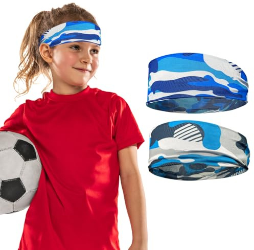 Fascia sportiva per bambini, 2 pezzi Fascia elastica per ragazzi Fascia per capelli assorbente per lo sport per ragazzi Fasce per bambini per basket Calcio Capelli Sudore (stile 3)