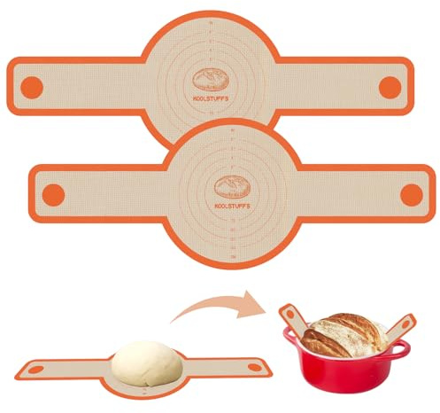 Silicone Bread Sling for Dutch Oven, 2 Pack, Orange | Nonstick, Easy to Clean and Reusable Sourdough Sling for Bread Making Accessories & Sourdough Gifts