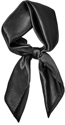 American Trends Satin Scarf with Gift Pack- 23.5 Square Neck Scarf for women - Lightweight Silk Feeling Hair Scarves for Casual,Party,Travel Black