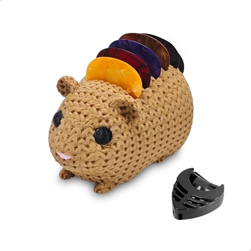 Porte Médiator Guitare, Accessoire Guitare, Accessoires Guitare, Boîte à Médiator Forme Hamster avec 5 Médiators Fins, Support à Médiator Autocollant Rangement pour Bureau Studio Musique