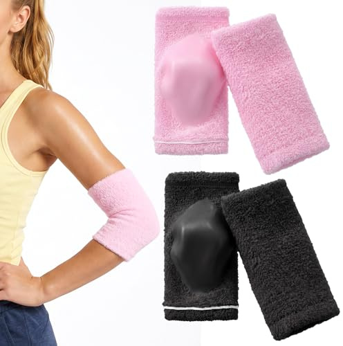 2 Pairs Elbow Moisturizing Sleeve, 6.89X3.74 In Elbow Protectors for Elderly, Elbow Pads for Women Beauty Gel Moisturizing, for Moist Chapped Dry Skin Care,Cover Heel Socks,Elbows Sleeves,Pink & Black