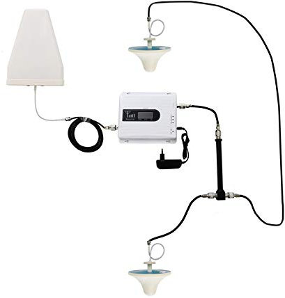 EMEBAY Amplificadores de Señal Móvil gsm Tri-Banda Conexión De Dos Antenas Interiores con El Separador 1 En 2, gsm Repetidor 2G 900MHz 3G 2100MHz 4G LTE 1800MHz para Obtenga Llamadas