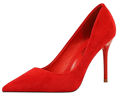 JOEupin Zapatos de tacón de aguja para mujer, formales, con puntera puntiaguda, sexy, para novia, boda, fiesta, vestido