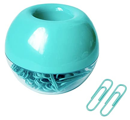 Büroklammern-Halter mit 100 Stück 2,8 cm mintgrünen Büroklammern für Schreibtisch-Organizer-Zubehör