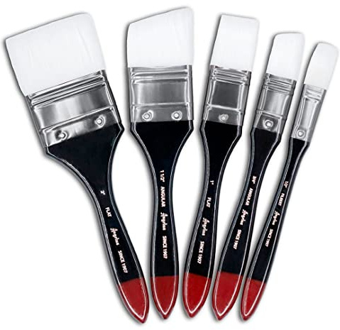 Angelus Large Paint Brush - Big Paint Brushes for Acrylic Painting, Giant Paintbrush for Oil Paint, Canvas, Murals, Sneakers, Crafts, (Set of 5)