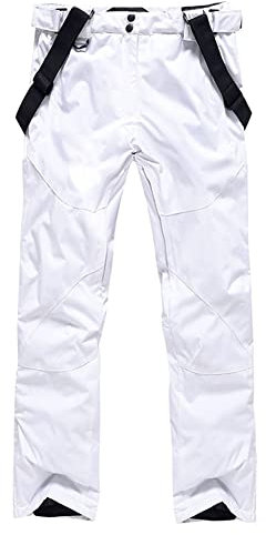 Herren Skihose Hosenträgerhose Outdoorhose Snowboardhose Winter Wasserdicht Warm Abnehmbare Hosenträger Skilanglaufhose Thermohose Wanderhose Ski Pant White 2XL